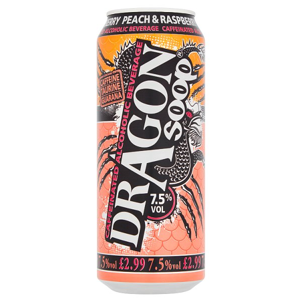 Dragon Soop Peach and Raspberry Caffeinated Alcohol Beverage 500ml