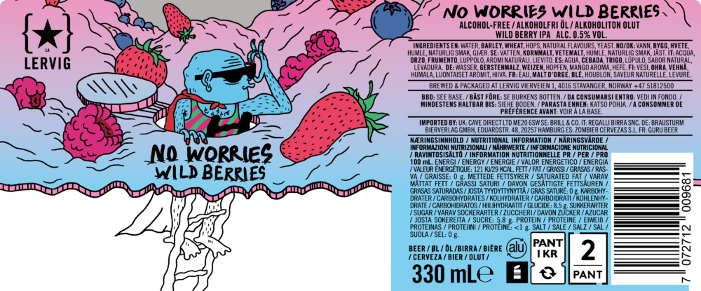 Lervig No Worries Wild Berries (0.5% ABV) 33cl Can
