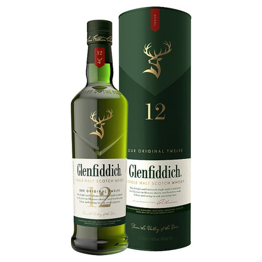 Glenfiddich 12 Year Old Single Malt Scotch Whisky 70cl (40% ABV)