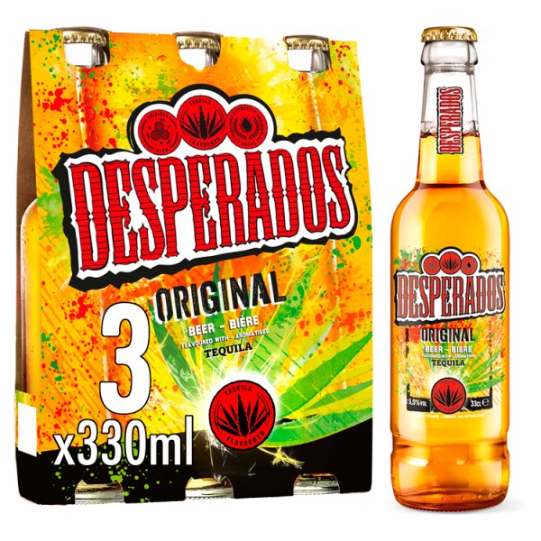 Desperados Tequila Lager Beer 3 x 330ml Bottles