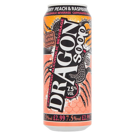 Dragon Soop Peach and Raspberry Caffeinated Alcohol Beverage 500ml