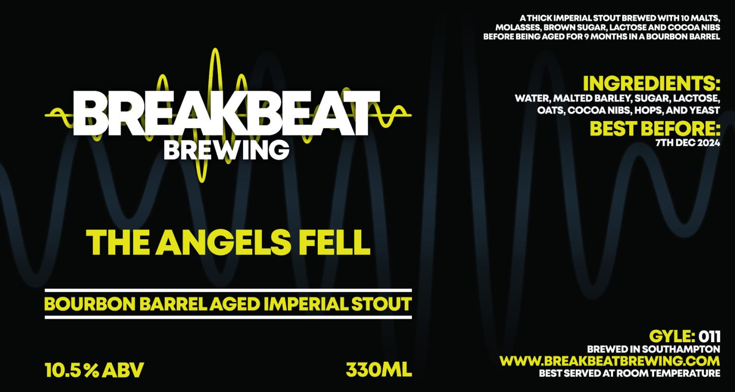Breakbeat Brewing Gyle 011 THE ANGELS FELL Bourbon Barrel Aged Imperial Stout (10.5% ABV) 330ml Best Before 7 Dec 2024