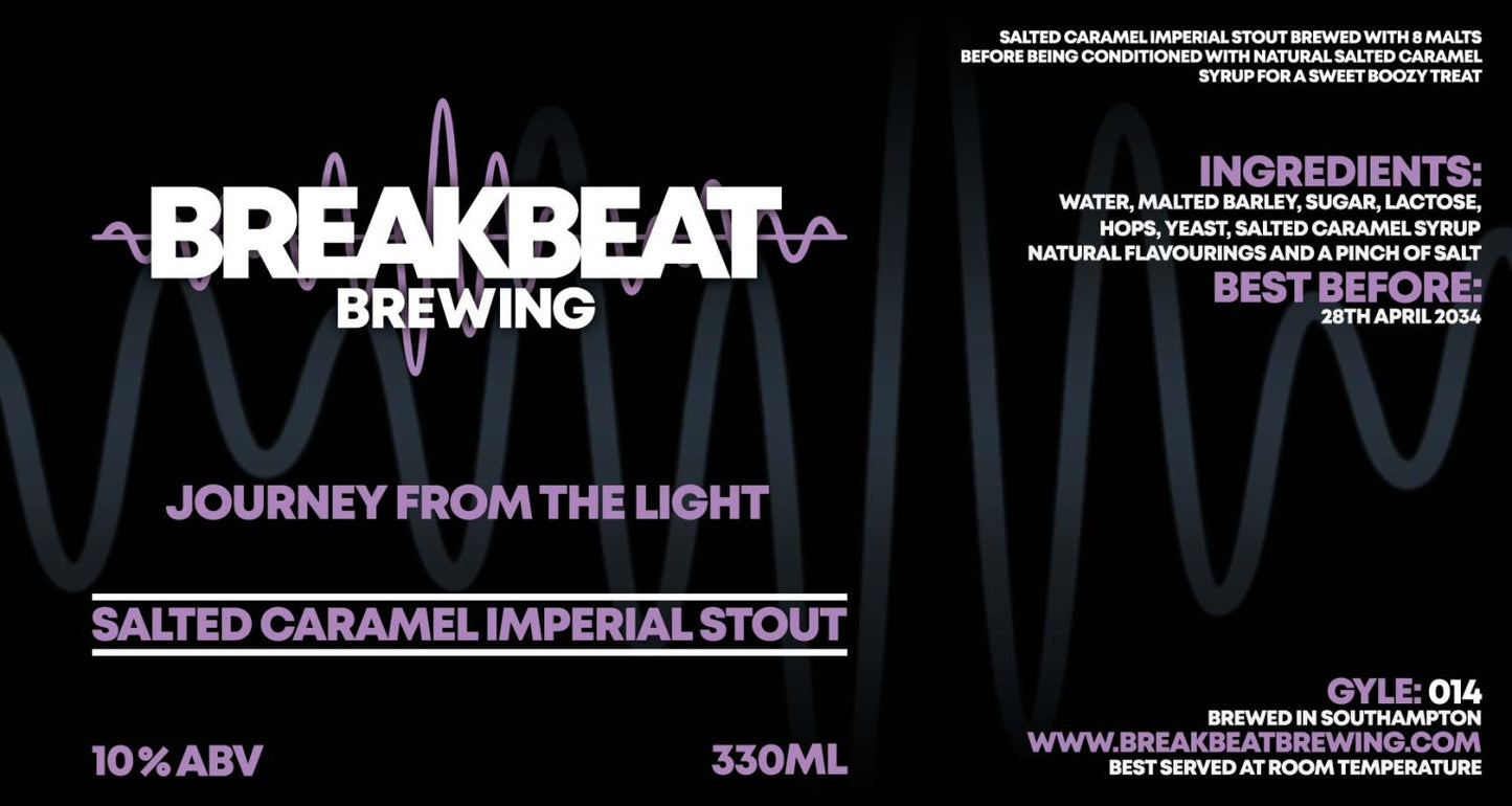 Breakbeat Brewing (GYLE 014) Journey From The Light | Salted Caramel Imperial Stout (10% ABV) 330ml