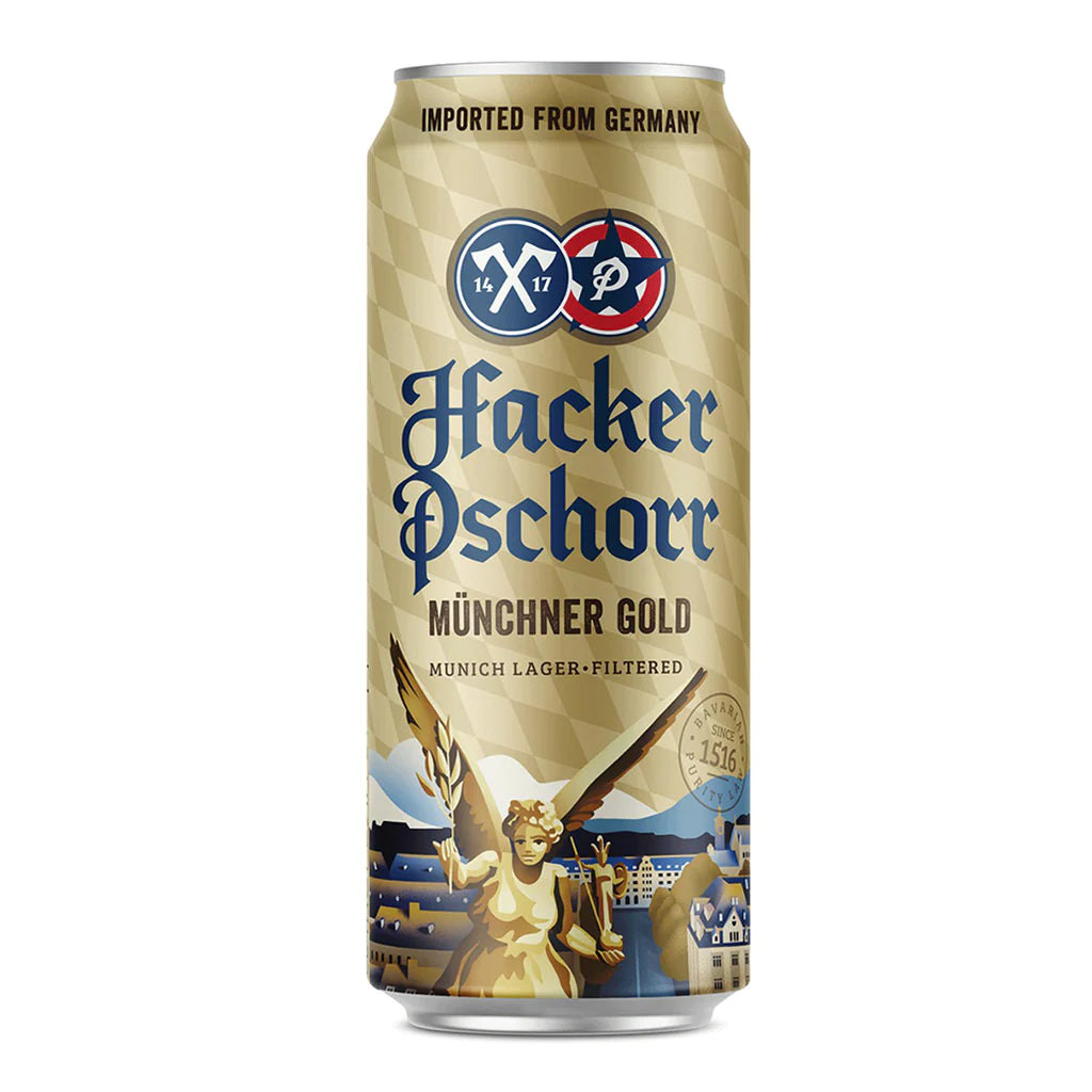 Hacker Pschorr Munchner Gold 500ml CAN Best Before 27.07.2024