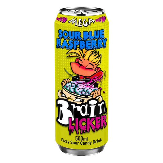 BrainLicker Mega Sour Blue Raspberry 50cl Fizzy Candy Drink