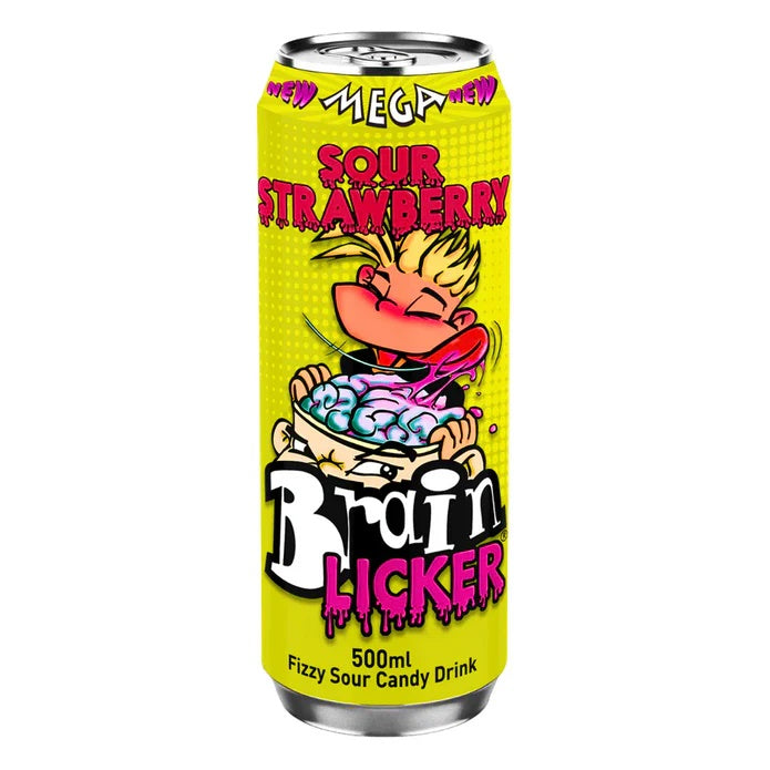 BrainLicker Mega Sour Strawberry 50cl Fizzy Candy Drink